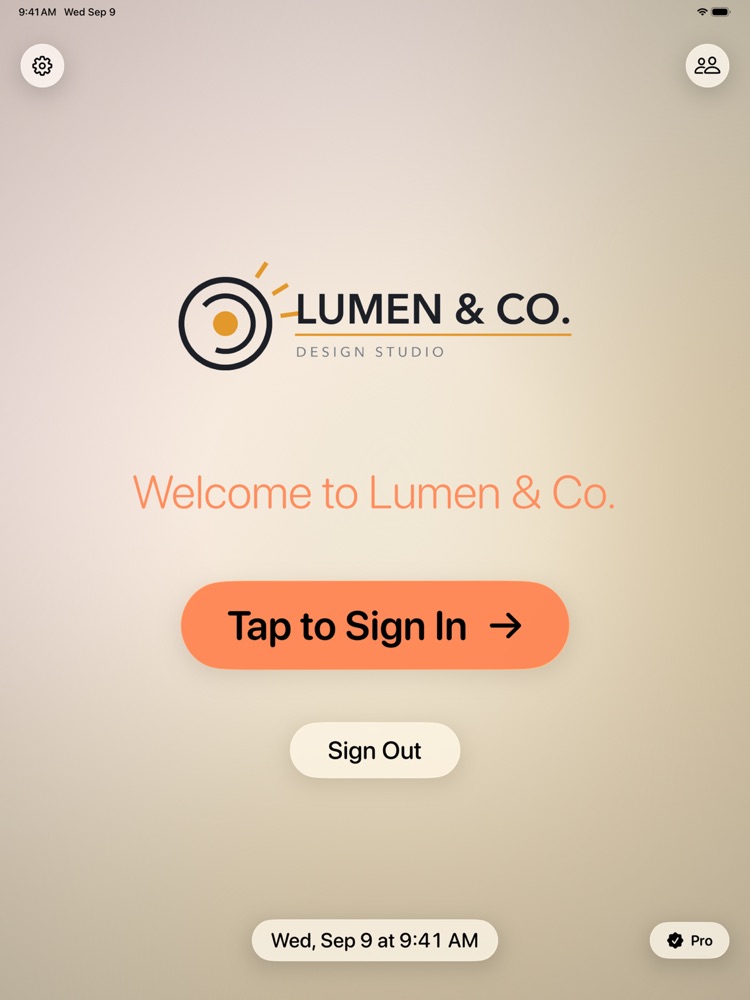 Welcome screen on an orange theme
